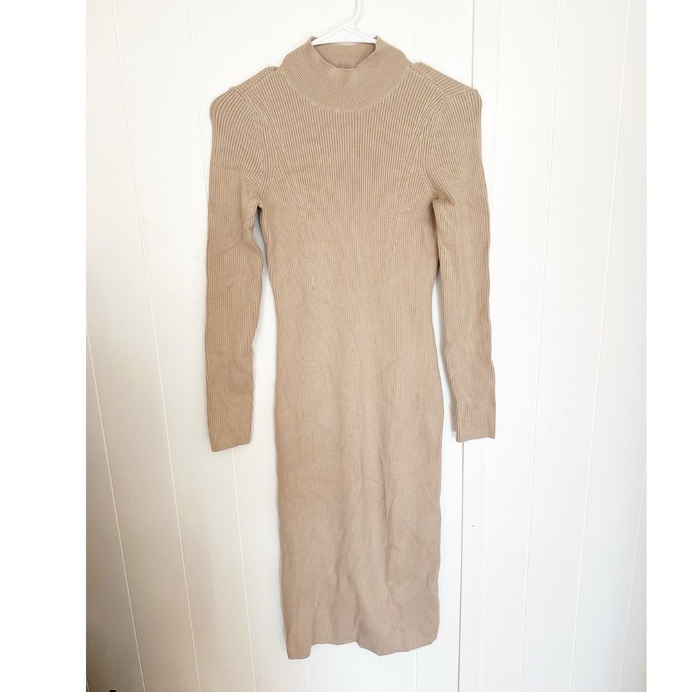 Abercrombie and fitch open back mock neck ribbed knit midi dress